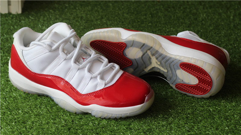 Authentic Air Jordan 11 Low White Varsity Red Cherry